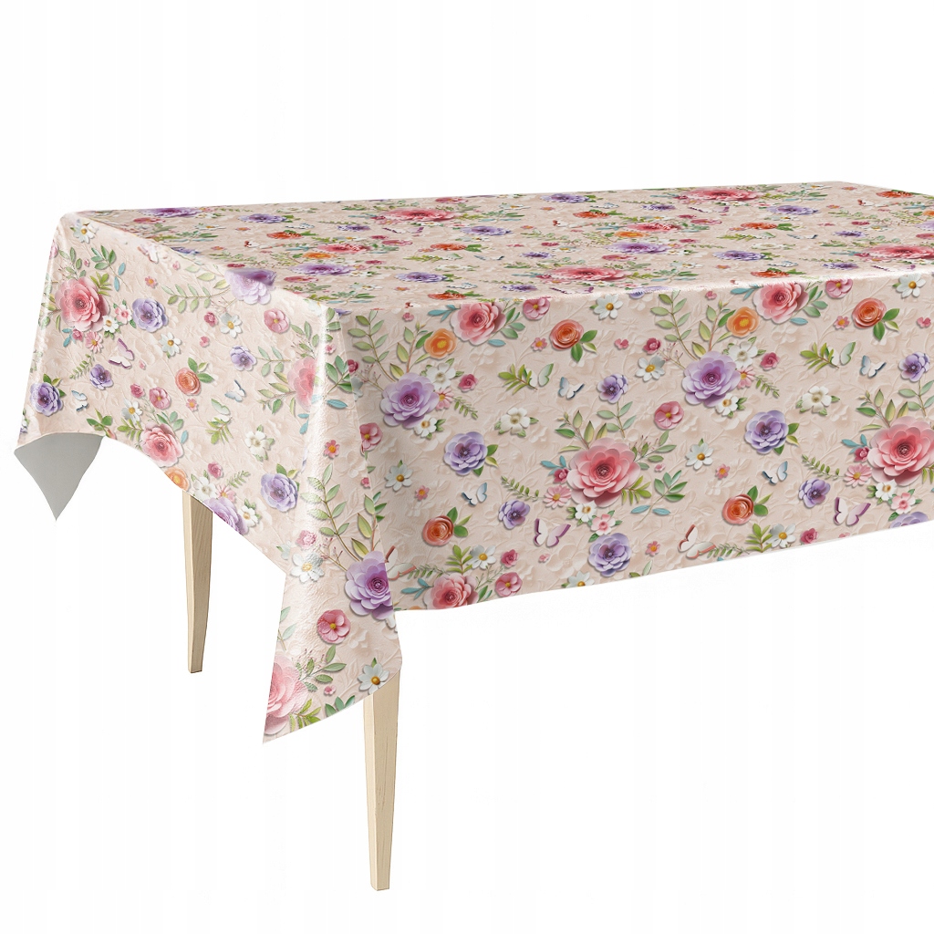 Dekorativní hrubá keramika na stůl Růže Motýli 140x500 cm, omyvatelný ubrus