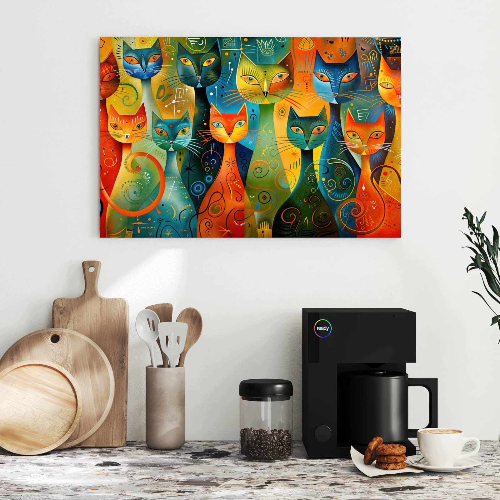 Magnetická tabule Barevné Umění kočičí 60 × 40 cm
