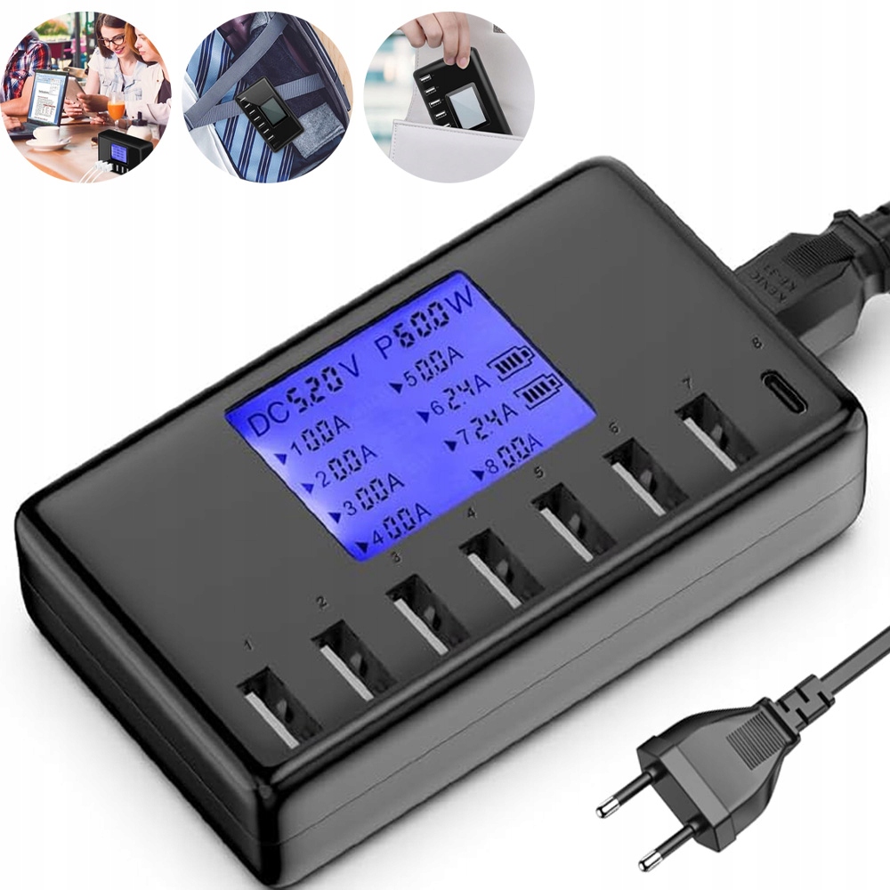 Ładowarka Biurkowa 60W Wieloportowa Inteligentna Stacja Ładująca Z 8 Portów