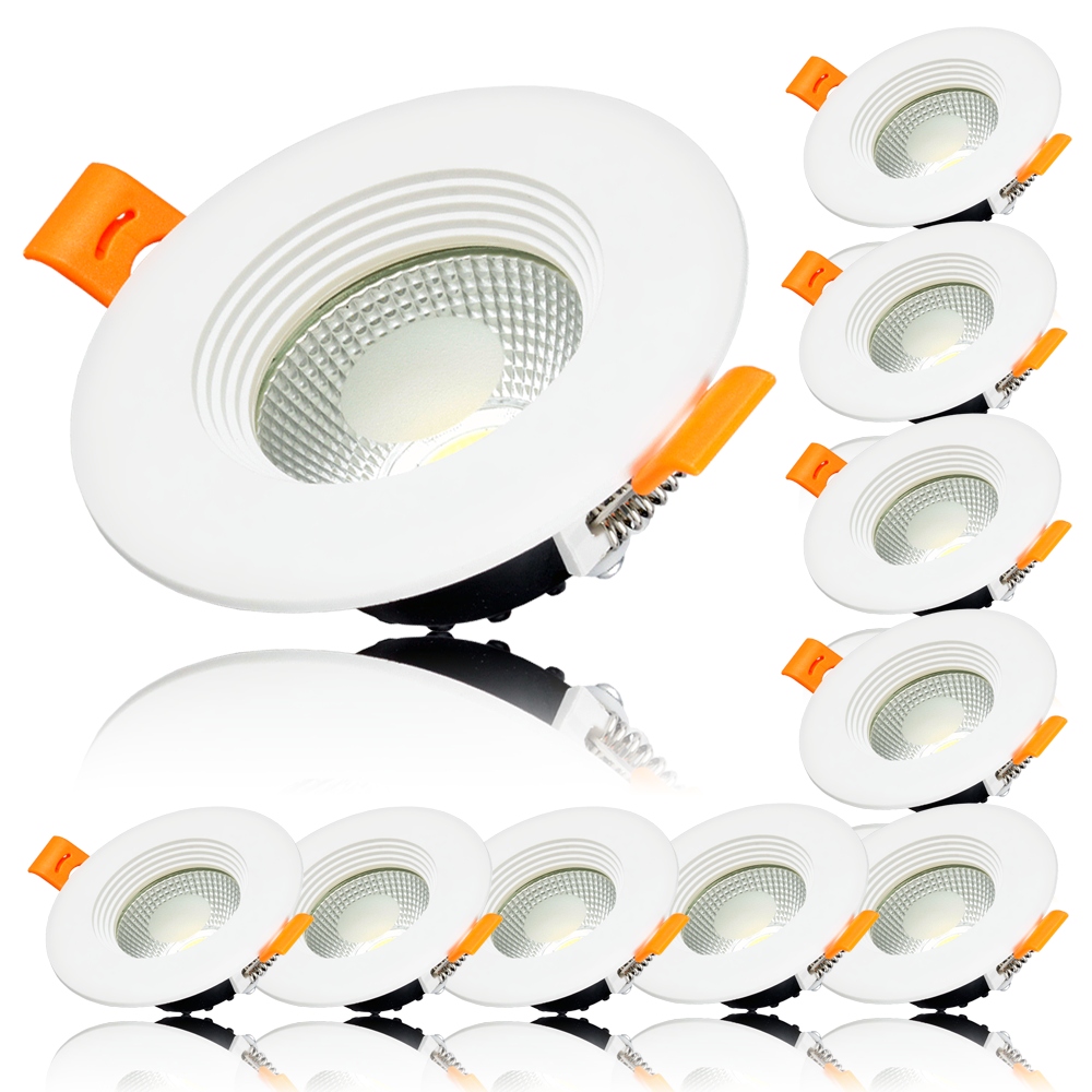 10 x Kulaté Stropní Svítidlo Led Lampa Bílá Podomítkový Panel Downlight 230V 5W 450lm