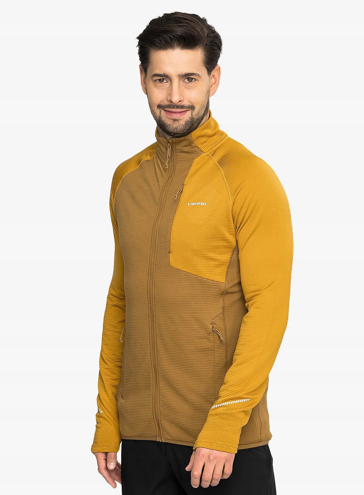 Rozepínací mikina Viking Birger světle hnědá/žlutá XL
