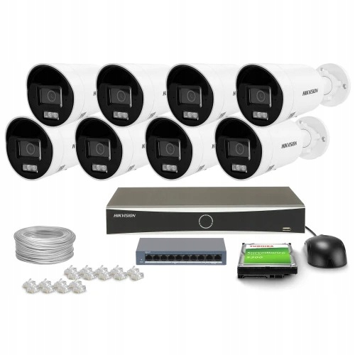 Sada na monitorovanie domu Ip kamera 8x DS-2CD2063G2-LI2U 6Mpx Ir 40 m mikrofón