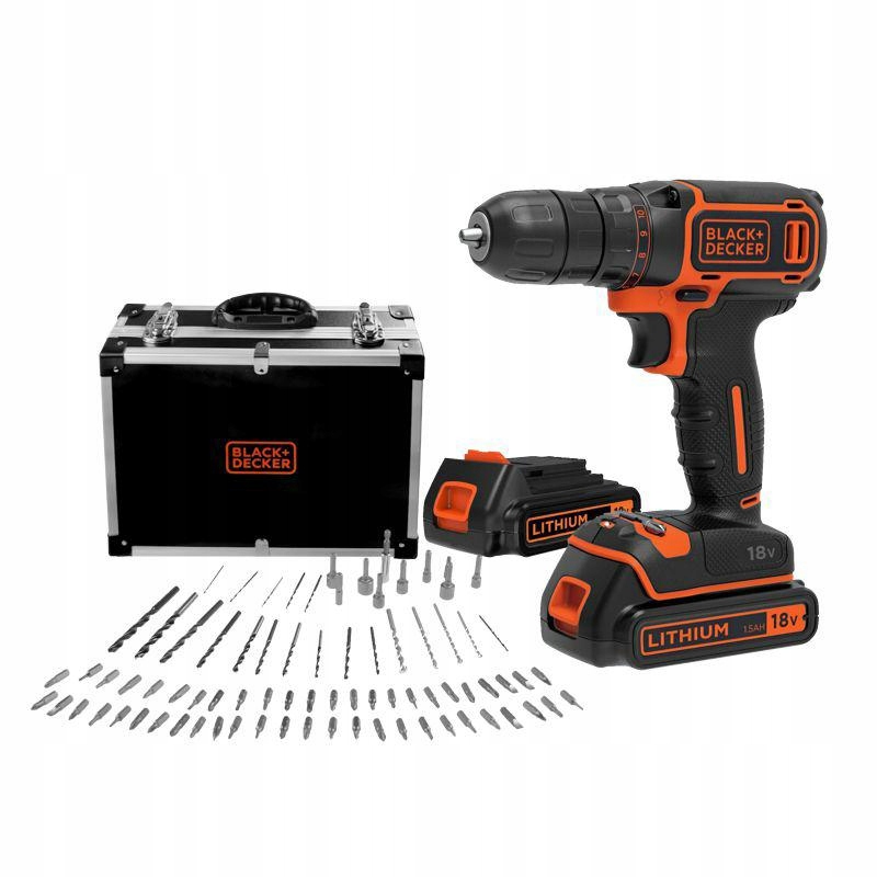 Black+decker Aku Šroubovák 18V BDCDC18BAFC 2x1,5Ah Kufr +80 Acc