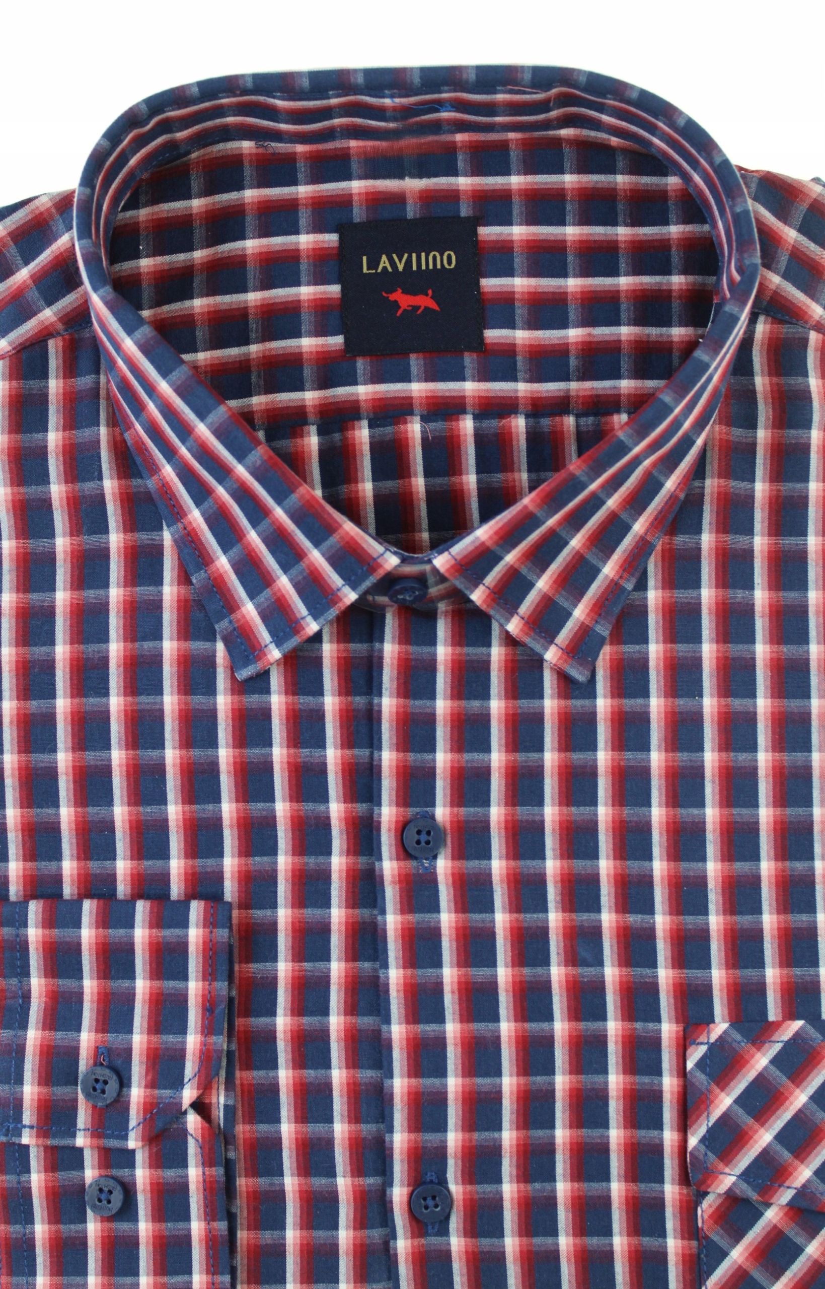 Duża Koszula Męska W Kratę Długi Rękaw Dwie Kieszenie Bawełna 8XL E21