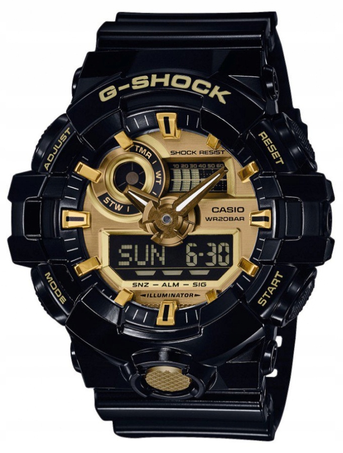 Sportovní černo-zlaté pánské hodinky Casio G-shock GA-710GB