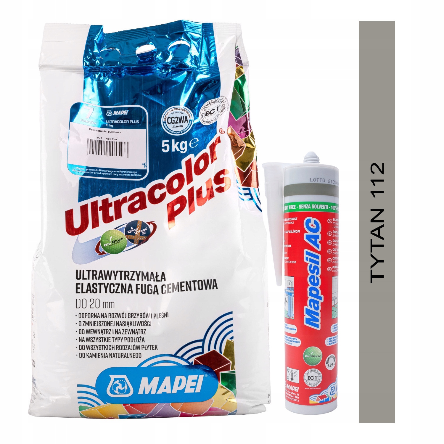 

Fuga Mapei Ultracolor 5 kg silikon tytan 112