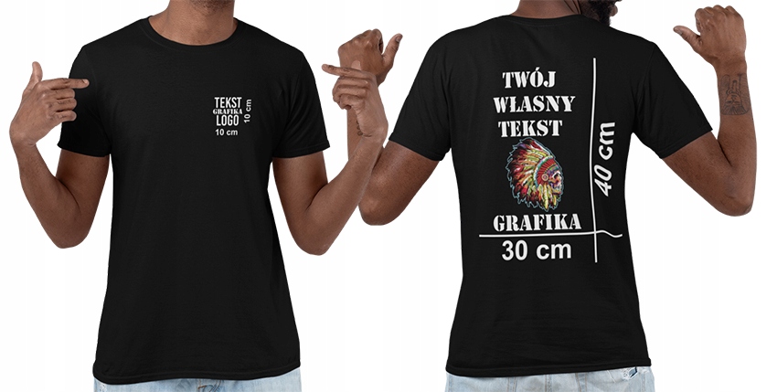 

Koszulka Męska Czarna Z Dwustronnym Nadrukiem 185g