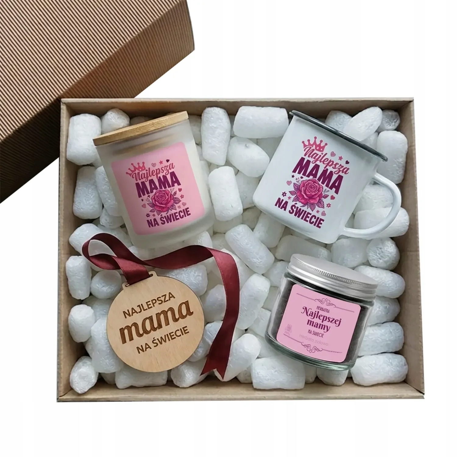 Dárek Den Matek Dárková sada maminky čaj, hrnek, svíčka a medaile