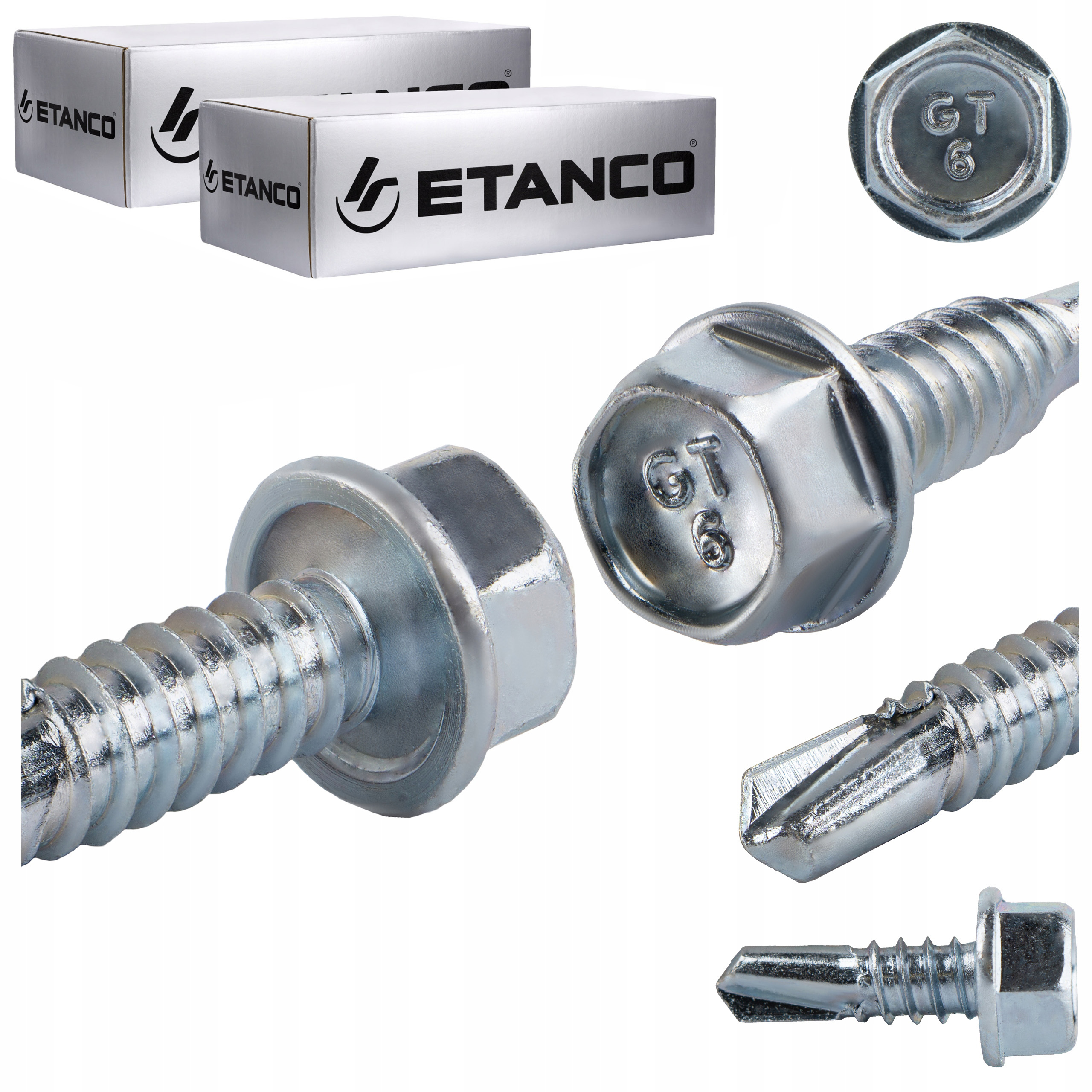 Samovrtné šrouby do kovu 6 mm 6,3 x 19 mm Pozink 1000 ks Etanco GT6