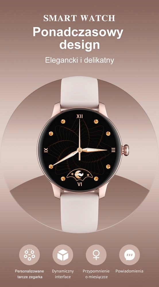 DAMSKI SMARTWATCH G.ROSSI SEN PULS KROKI FB SMS Materiał paska stal