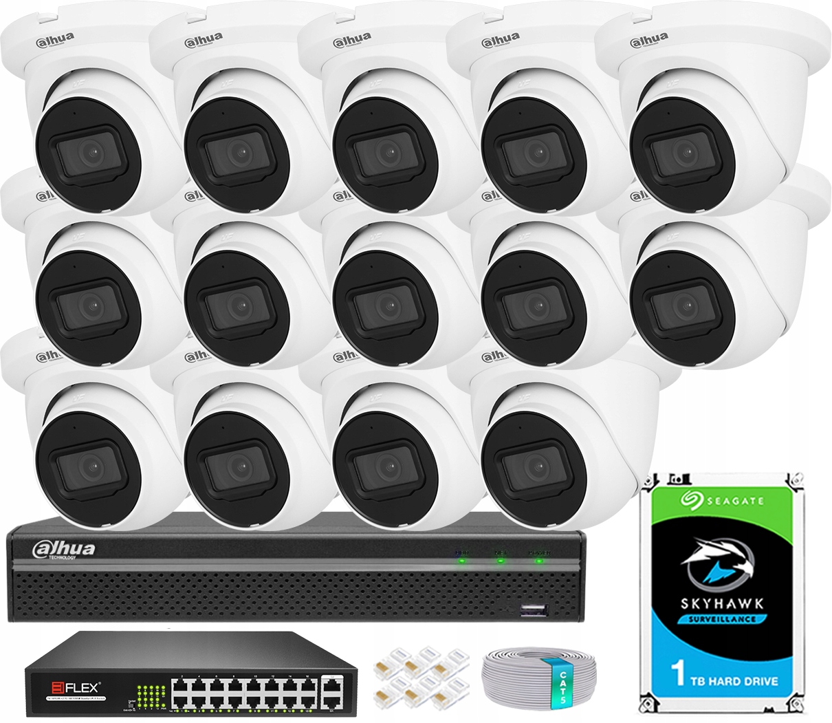 Sada na monitorovanie 14x kamera IPC-HDW2541TM-S-0280 5MPx Dahua WizSense Led