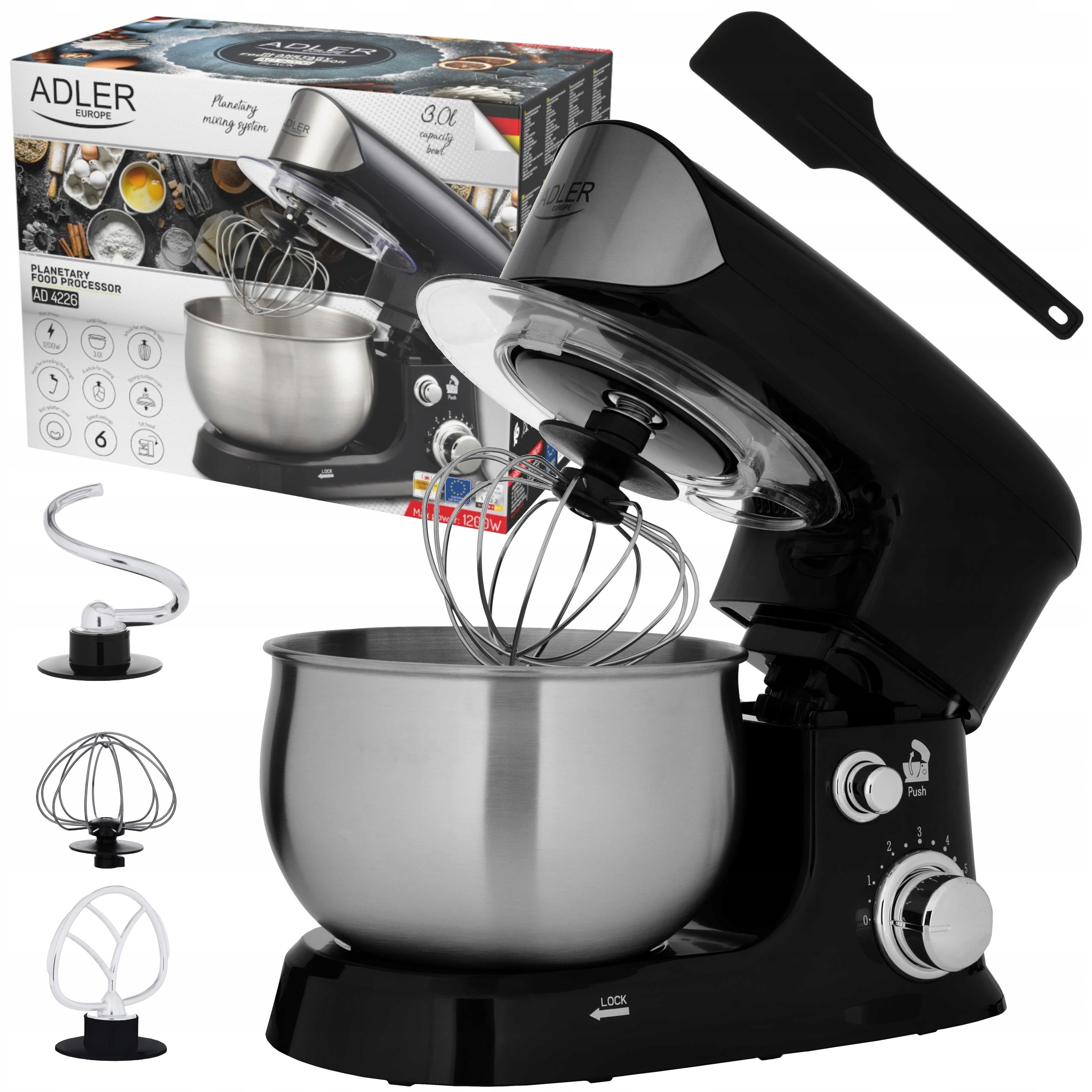 Robot Planetarny Kuchenny Mikser Wielofunkcyjny Misa Czarny Zestaw