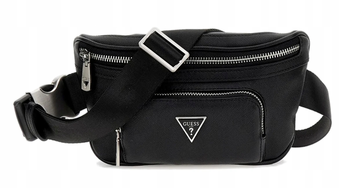Černá Ledvinka Z Eko Kůže Na Rameni S Logem, Voděodolná Guess