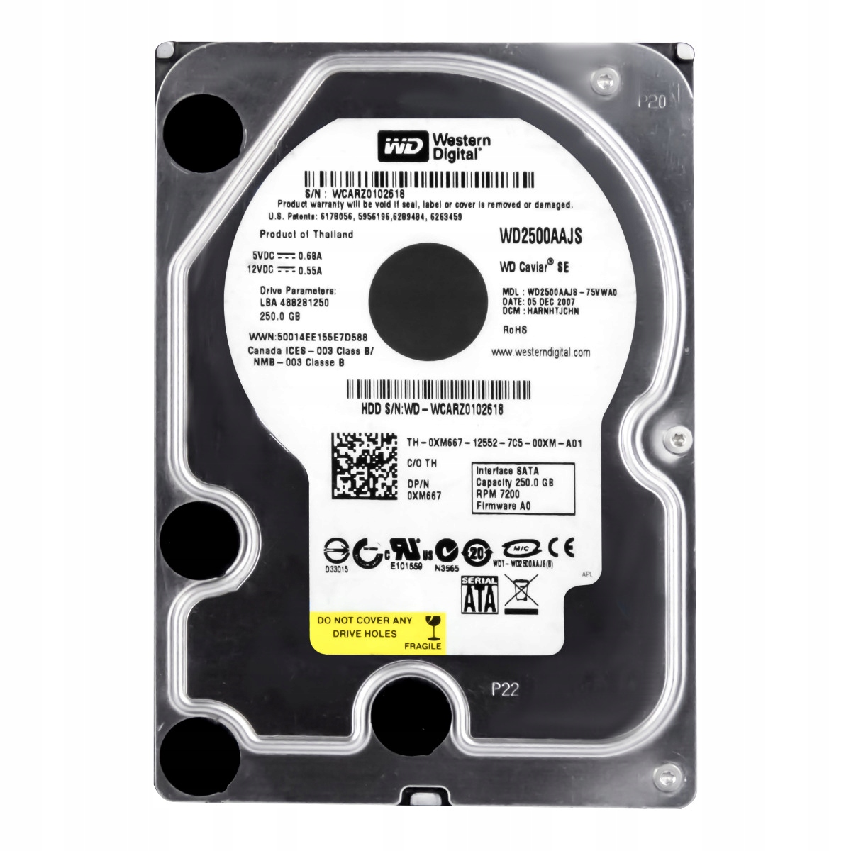 Dell 0XM667 250GB 7.2K 8MB Sata II 3.5'' WD2500AAJS