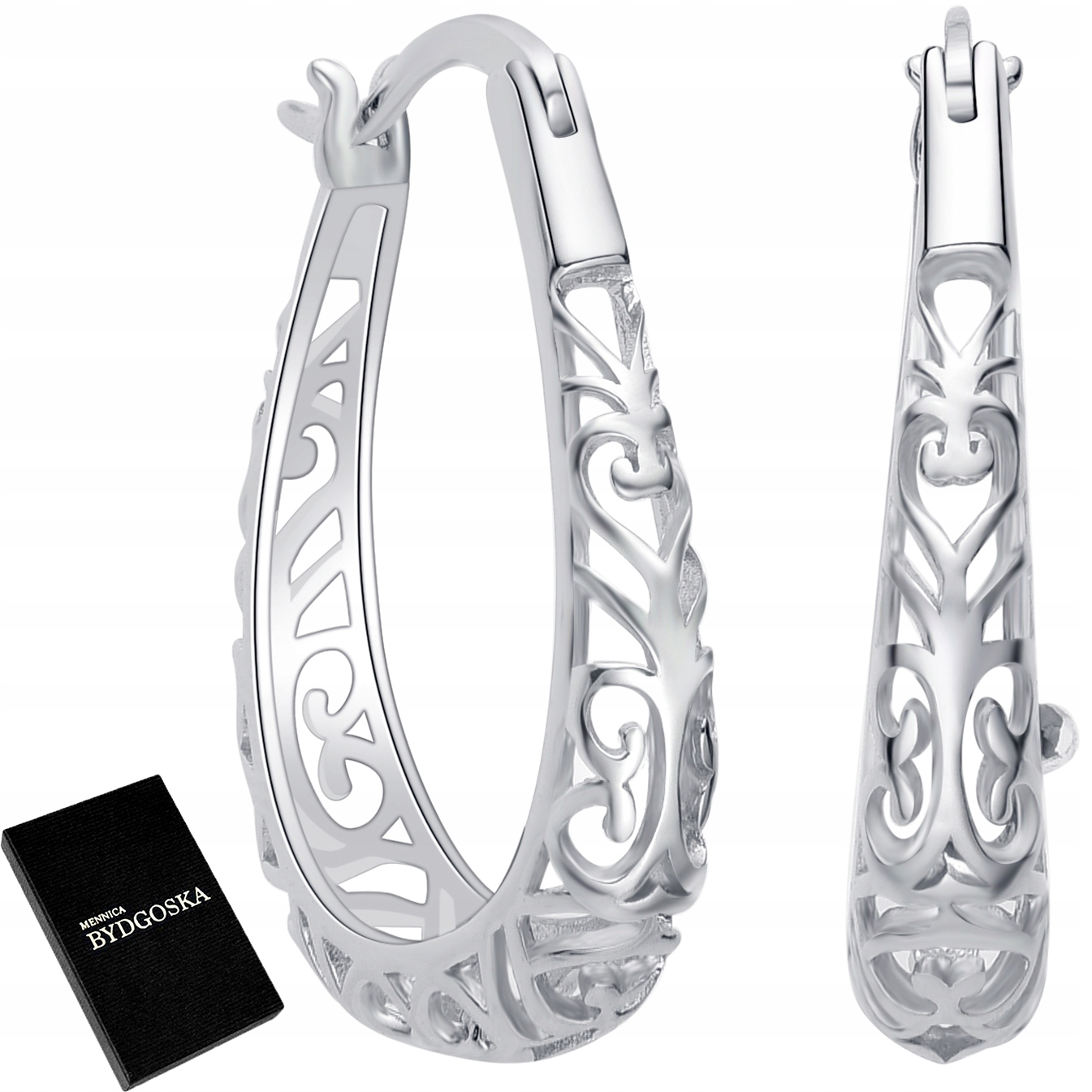 Stříbrné Náušnice Rhodiované Ažurové Závěsné Stříbro 925 Pro Ženu