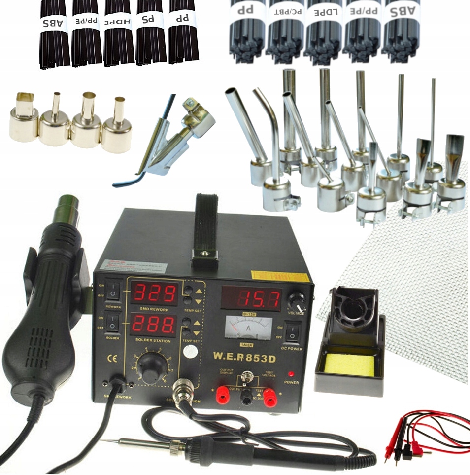 Spawarka 853D +19 Dysz +plastiku 1KG +siatka But