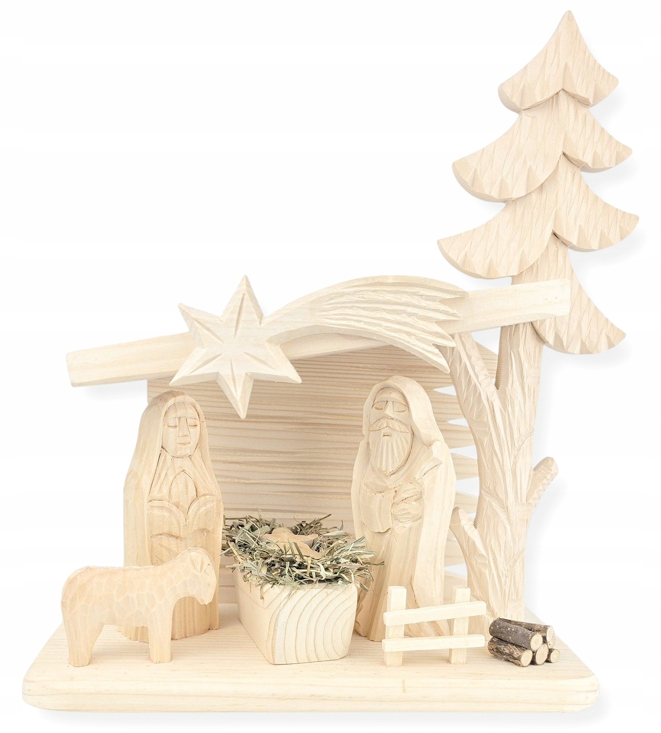 Vianočný drevený betlehem Ručne vyrezávaný na Vianoce *26x22 cm.