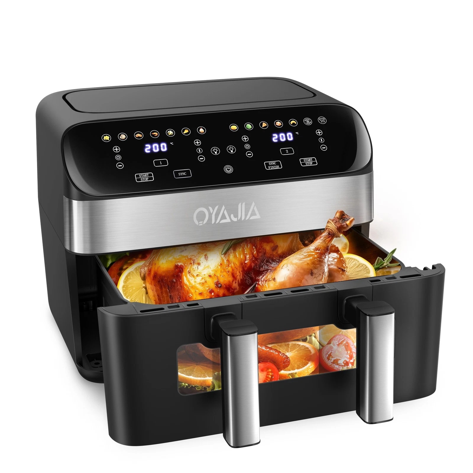 Oyajia Dual Zone Fritéza bez tuku 10 l, 2400 W s okénkem