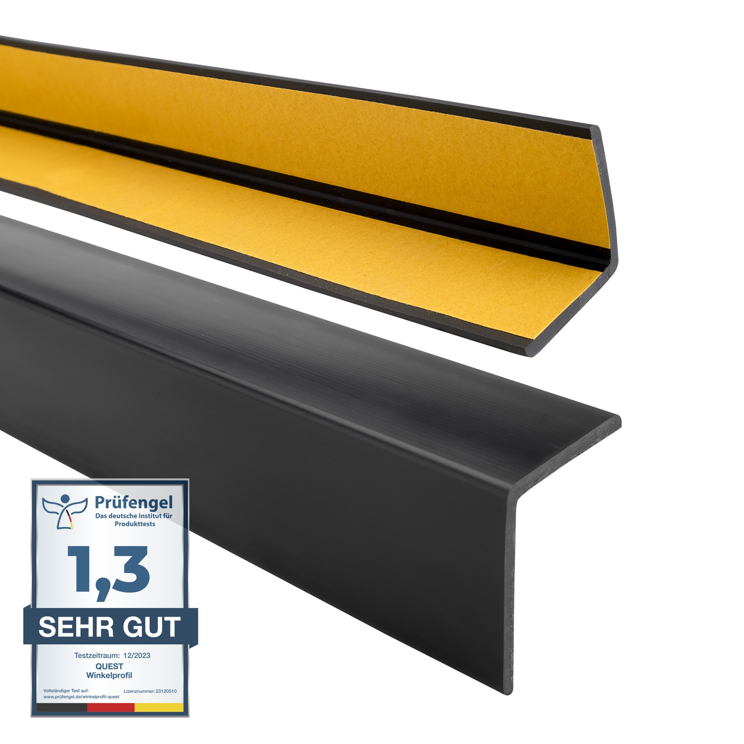 Mäkký Pvc uholník, ochranný, samolepiaci, čierny, 27x27 mm, 130 cm