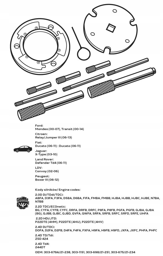 NEO ZESTAW BLOKAD ROZRZĄDU DO DIESLA FORD/CITROEN/FIAT/LDV/PEUGEOT 11-334 Waga produktu z opakowaniem jednostkowym 0.15 kg