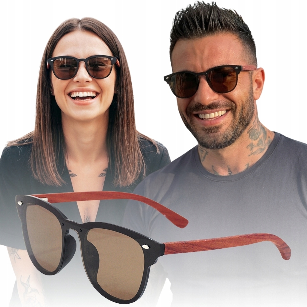 Okulary przeciwsłoneczne Gepetto Rebel Chocolate z polaryzacją UV400 i etui