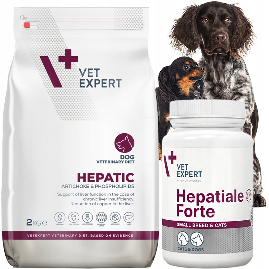 Sucha karma dla psa Hepatic Dog 2kg+ Hepatiale 40 Zestaw Vet Expert wątroba