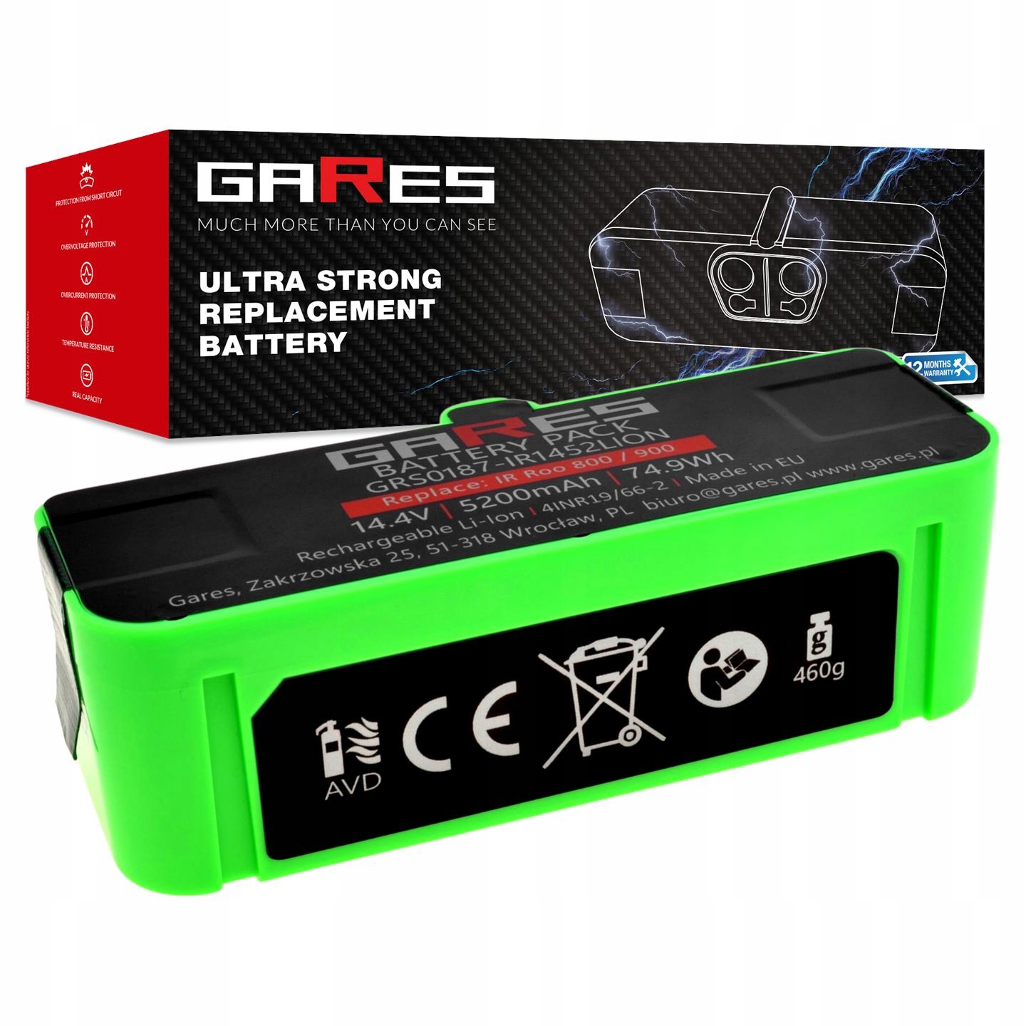 Akumulator Gares do iRobot Roomba 800 880 866 891 895 899 900 980 960 5,2Ah