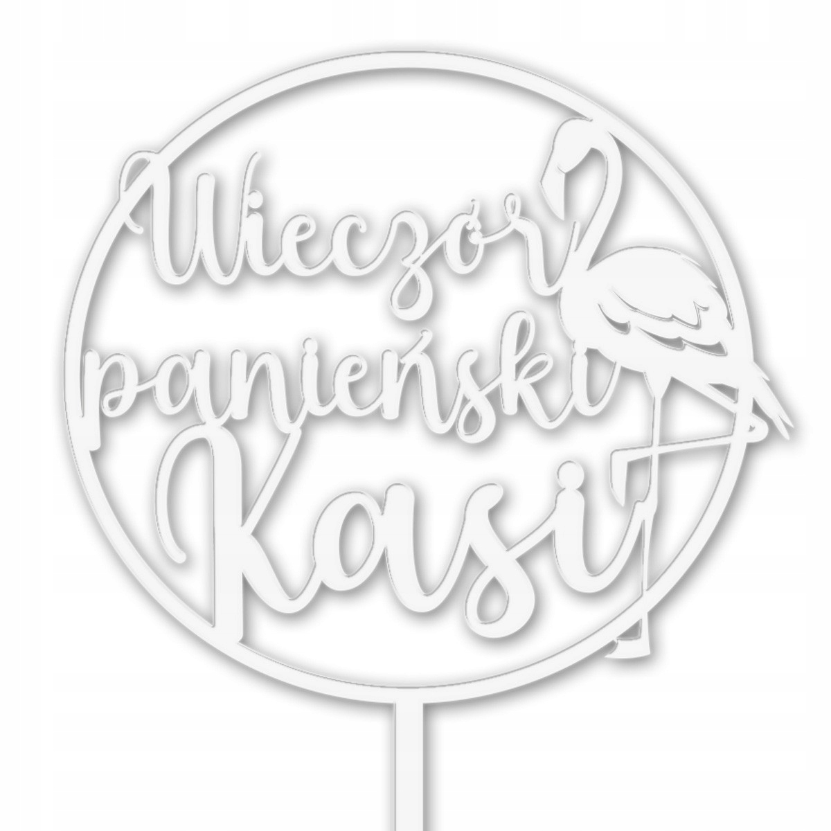 TOPPER WIECZÓR PANIEŃSKI IMIĘ FLAMING NAPIS BIAŁY