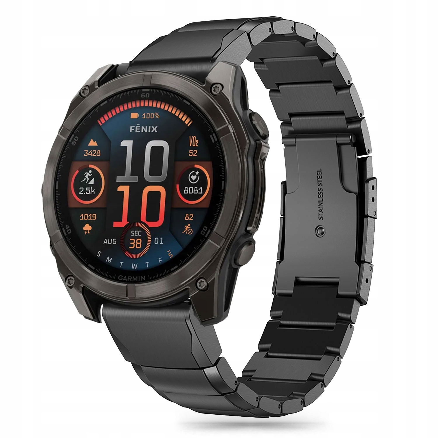 Bransoleta Stalowa Pasek 26mm Czarna do Garmin Fenix 8 47mm 7X 6X Pro 5X