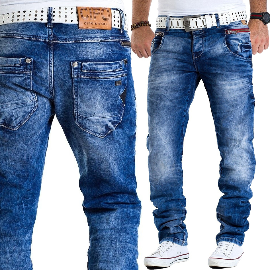 Kalhoty Džíny Cipo Baxx Přetíratelné Slimfit Zipy Elastické