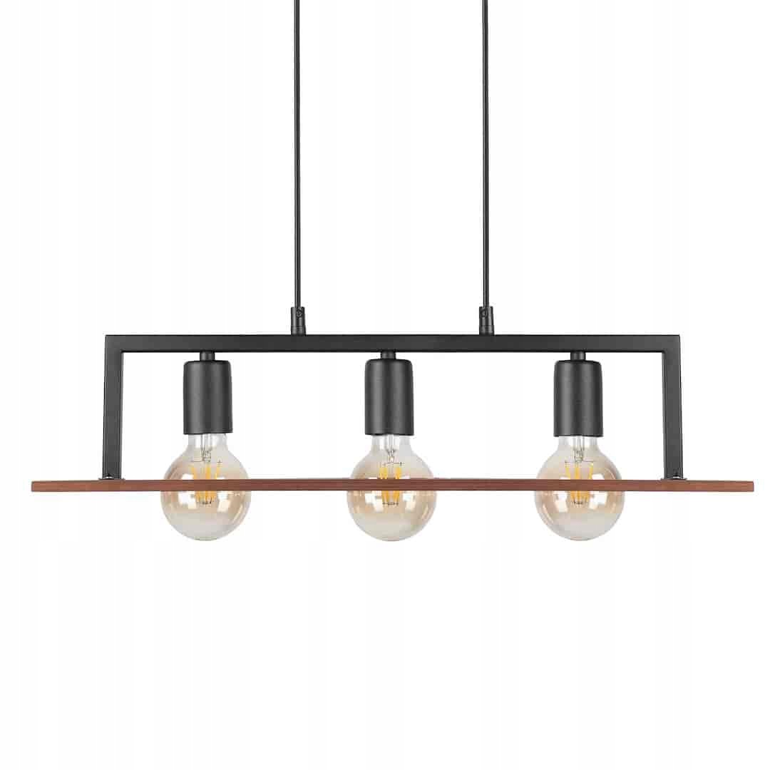 Závěsná lampa Milagro Bergen 3xE27 Loft Metal Dřevo Černá 60 cm