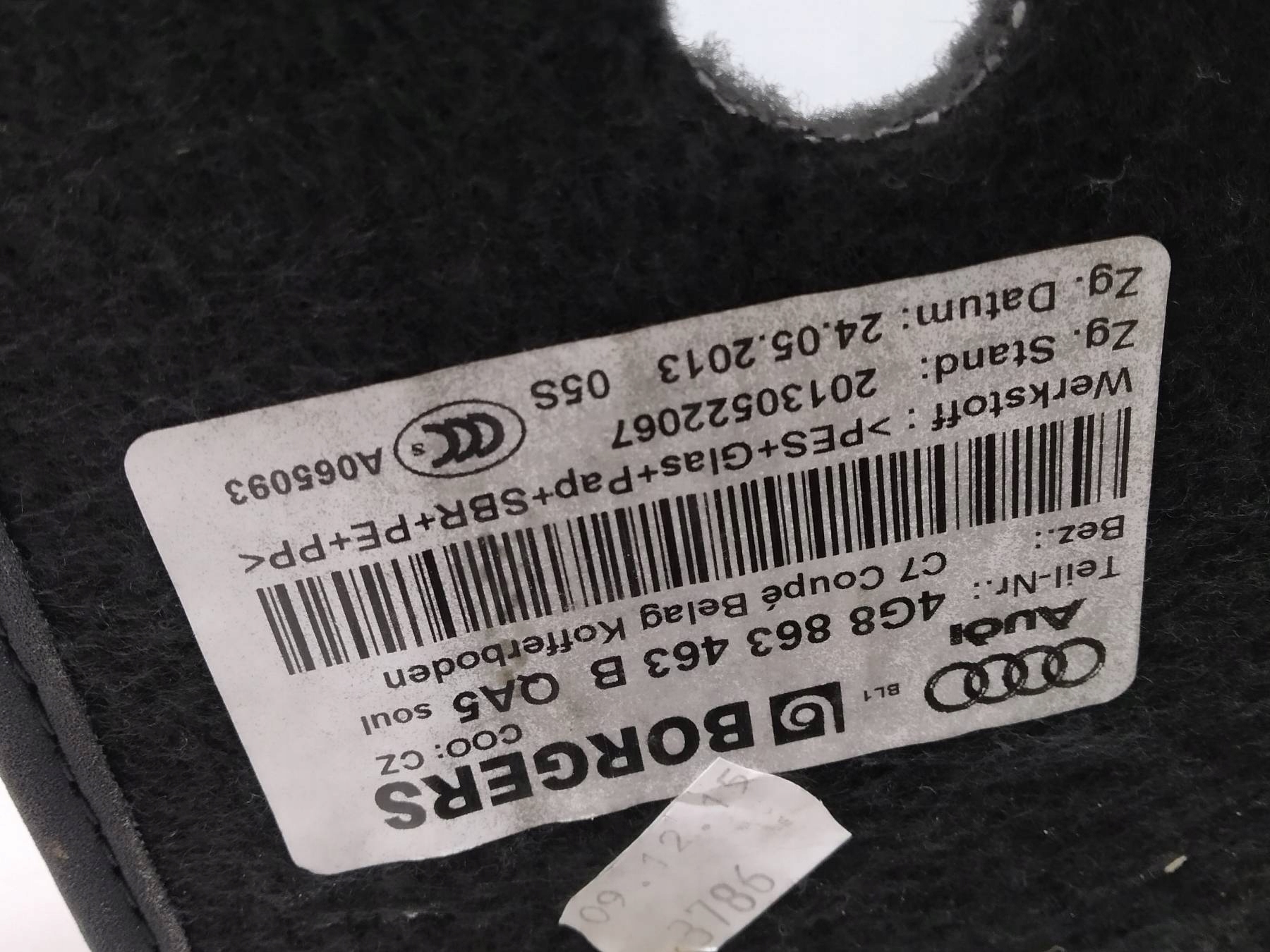 floor boot carpet mats 4G8863463B Audi A7 and (2010-2018) 4G