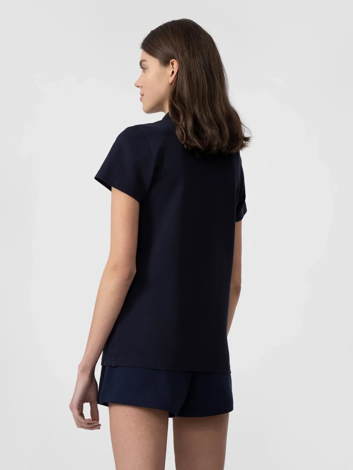 KOSZULKA DAMSKA 4F POLO T-SHIRT POLÓWKA BAWEŁNIANA ODDYCHAJĄCA SS24F132 Kolor niebieski