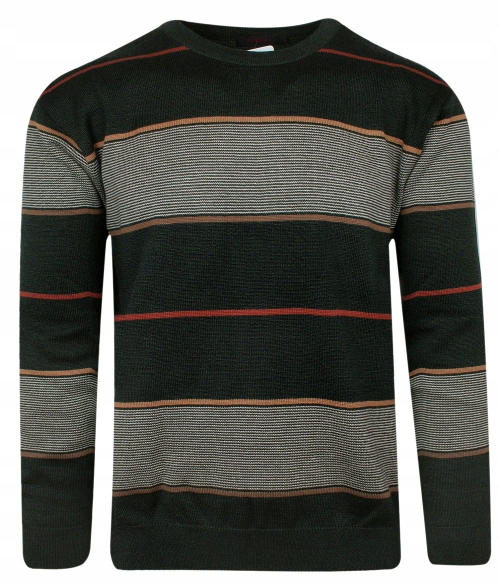 Tmavý zelený svetr s pruhy -kings- L