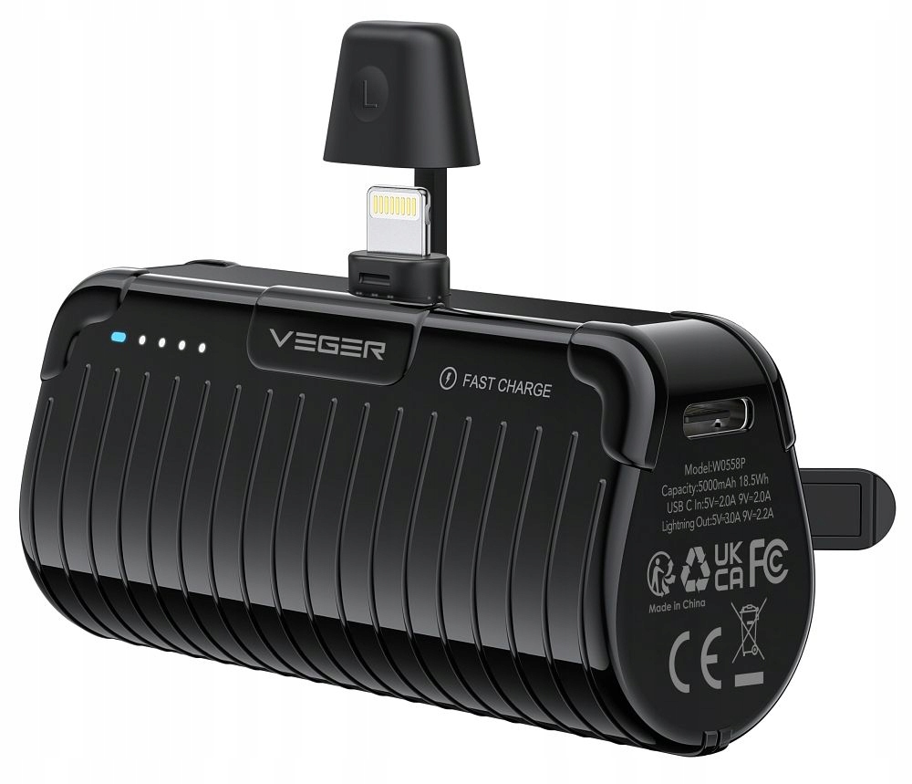 Powerbanka Veger 5000 mAh černá s konektorem C