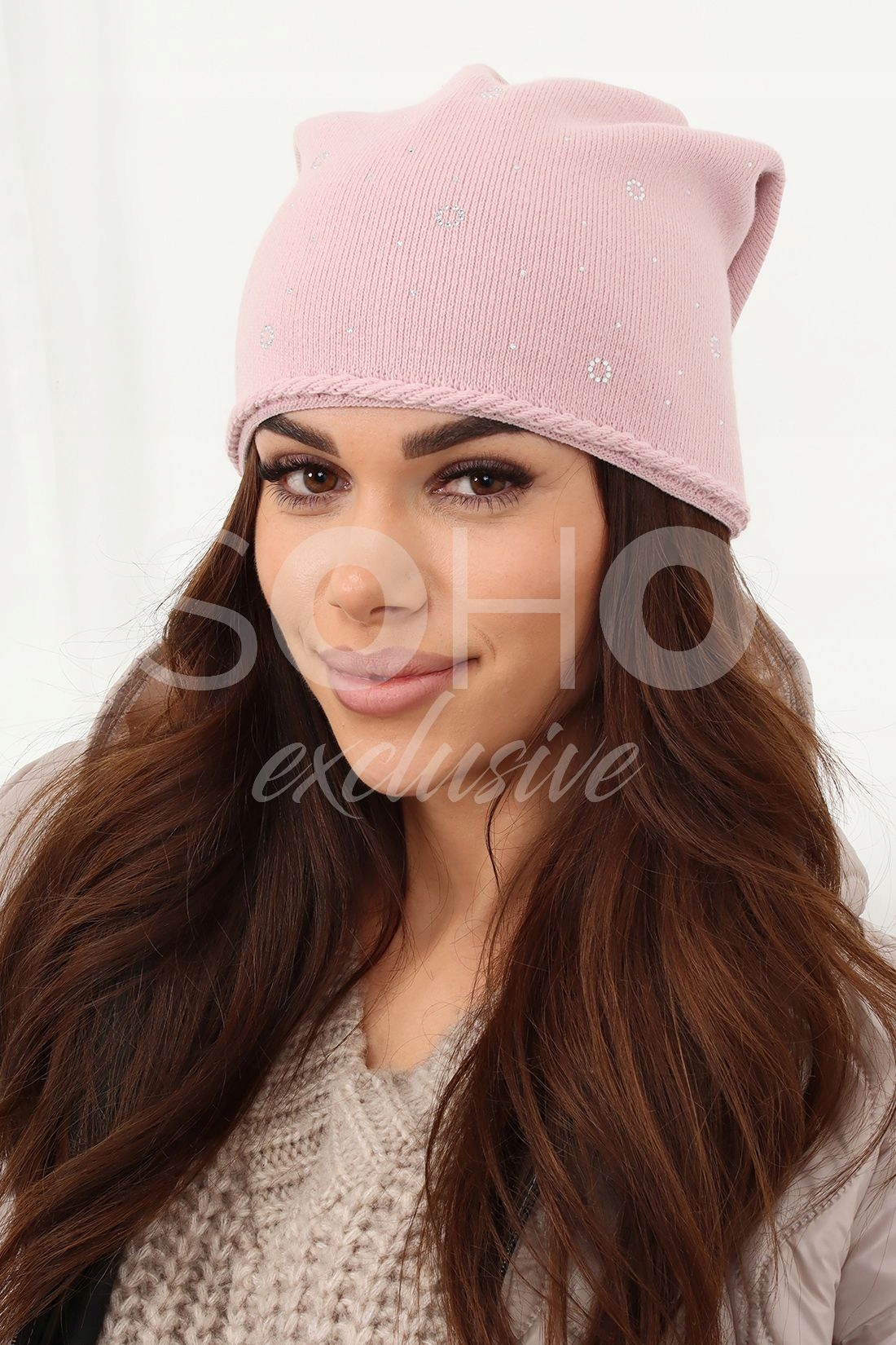 CZAPKA DAMSKA ZIMOWA NA ZIMĘ CIEPŁA GRUBA WYGODNA KOBIECA SPORTOWA 2475 Kolor czerwony