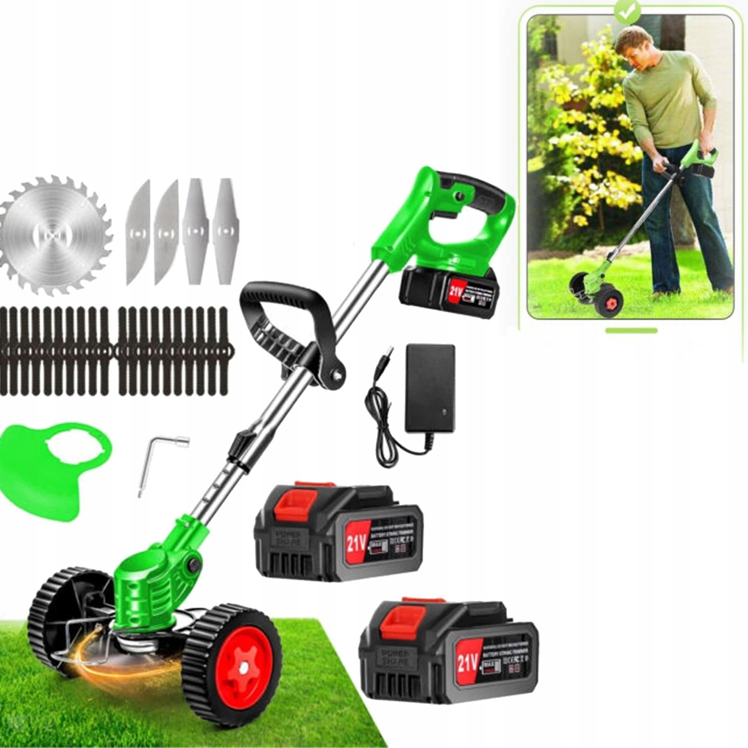 2XAKU Aku Vyžínač Křovinořez Na Trávy Vyžínač Zahradní Sada