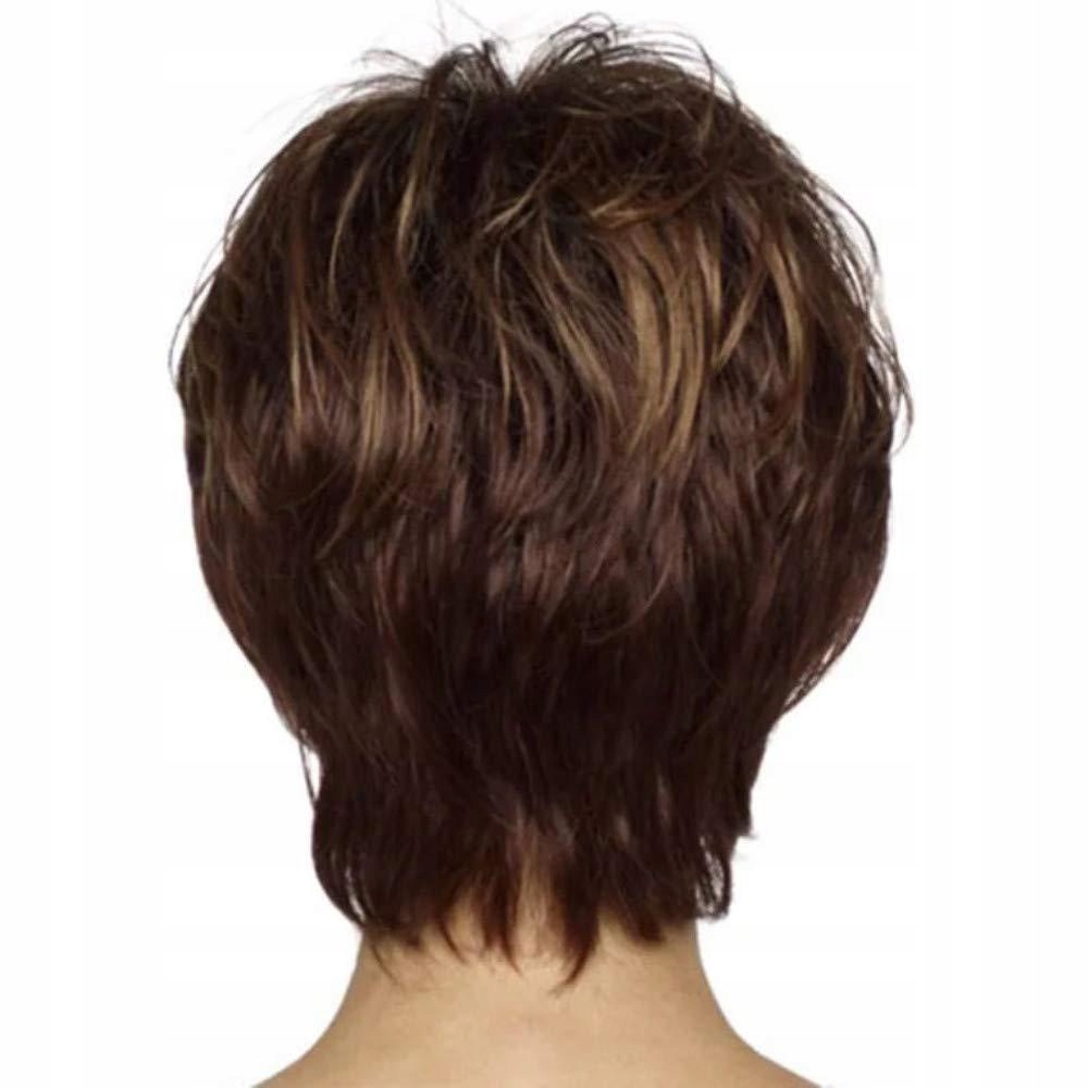 Paruka krátké syntetické vlasy hnědá caibo dámská
