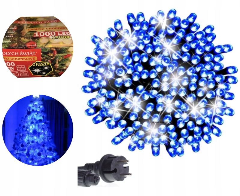 Vianočné Osvetlenie Na Stromček 2000LED Modrá Zwe/wew Flash Biela 120 m
