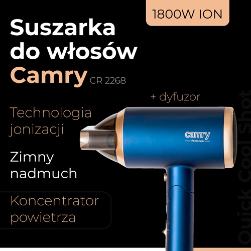 Suszarka CR 2268 1800W ION + Dyfuzor Składana Rączka