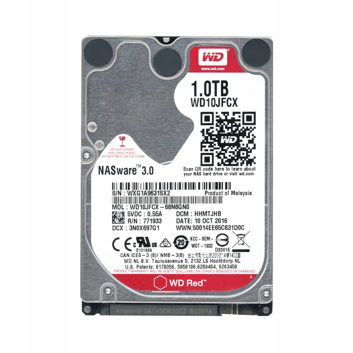 Wd Red 1TB 5.4K 16MB Sata III 2.5'' WD10JFCX NASware 3.0