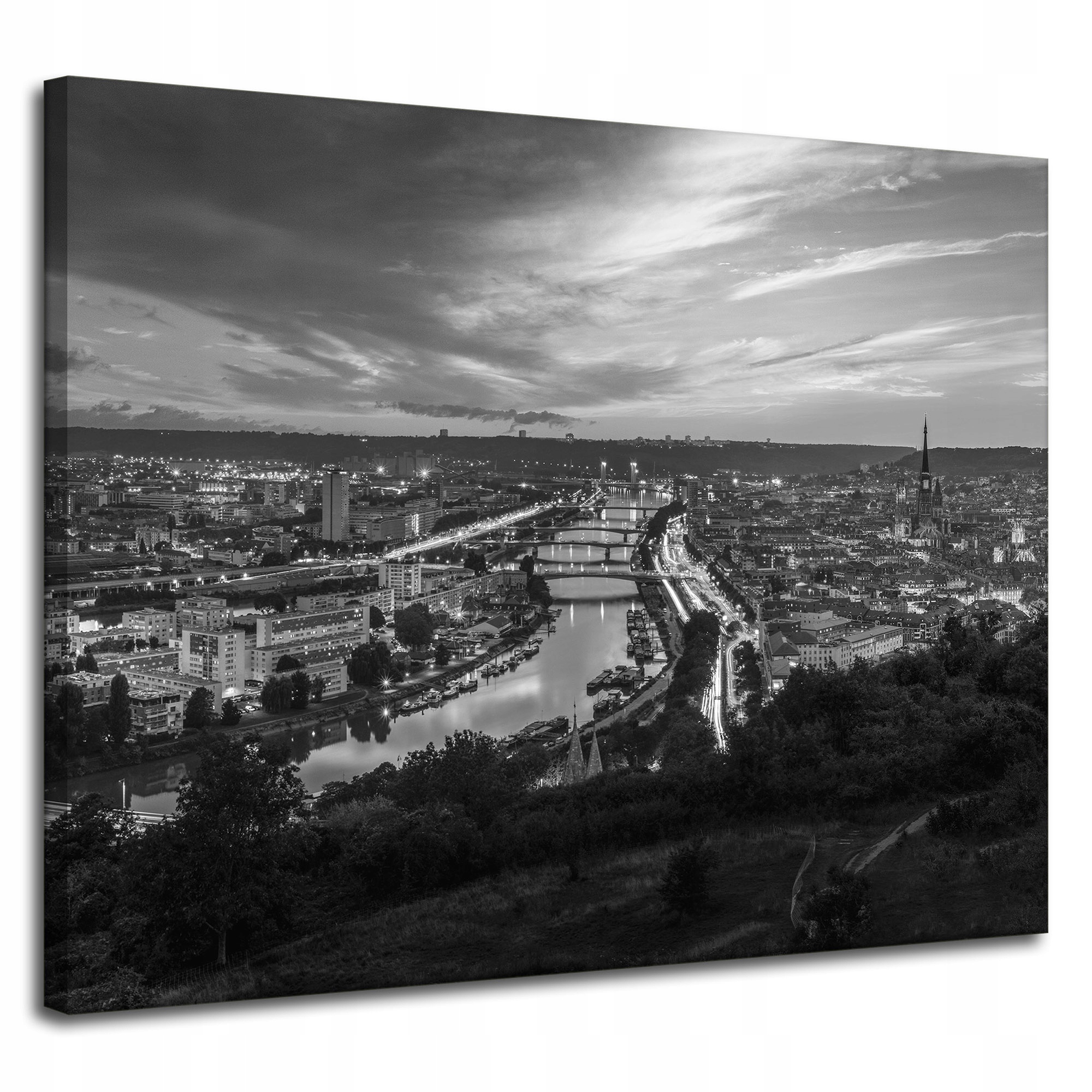 Obrazy na plátně Rouen černobílé z letu 100x80
