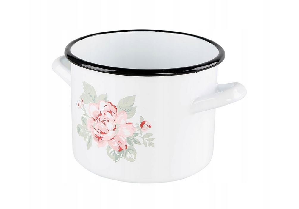 GARNEK EMALIOWANY PROSTY RÓŻA PARYSKA 20CM 4,8L FABRYKA NACZYŃ EMALIOWANYCH