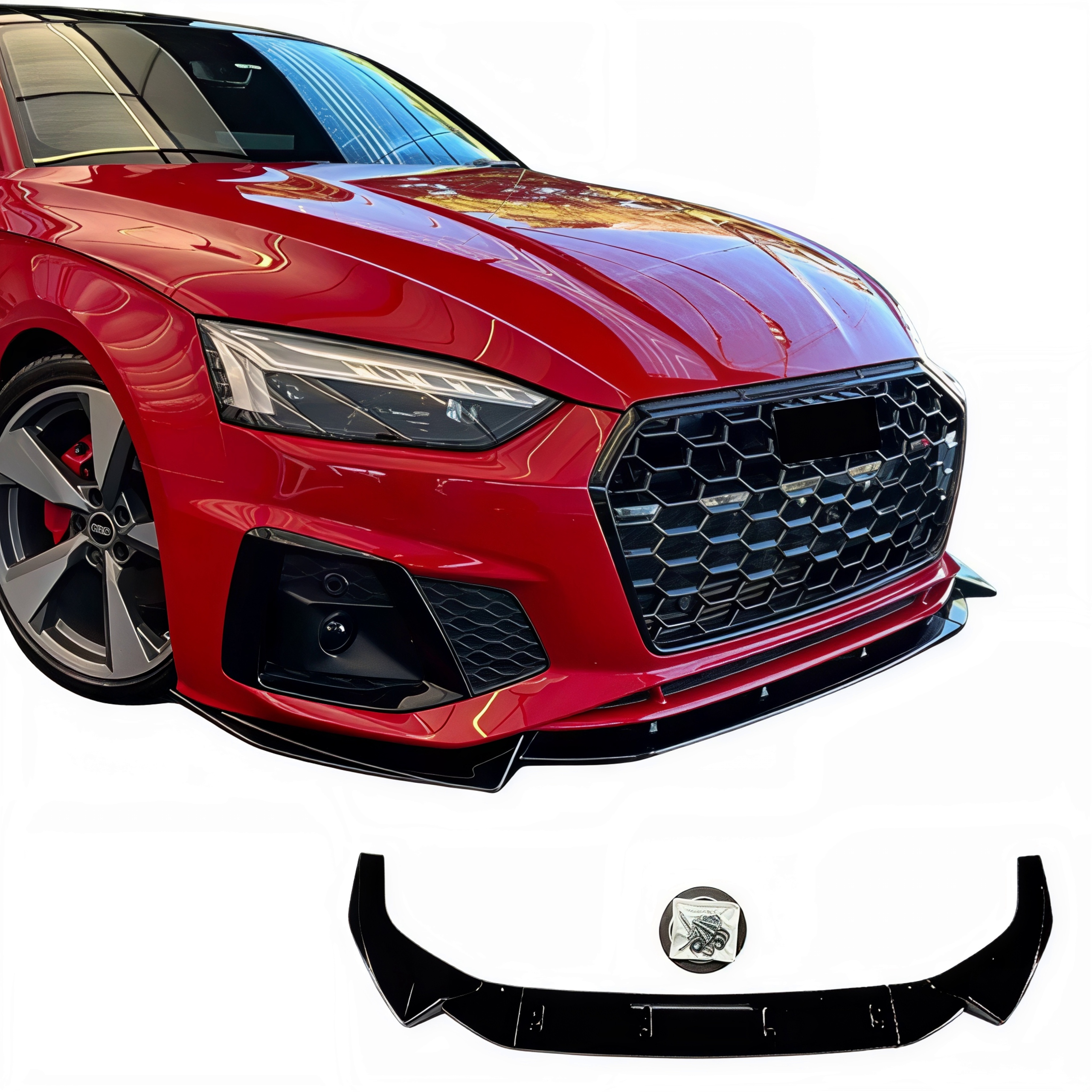 DOKŁADKA SPLITTER PRZÓD Audi A5 F5 B9 S-Line/S5 F5 2019-2024 CZARNY POŁYSK
