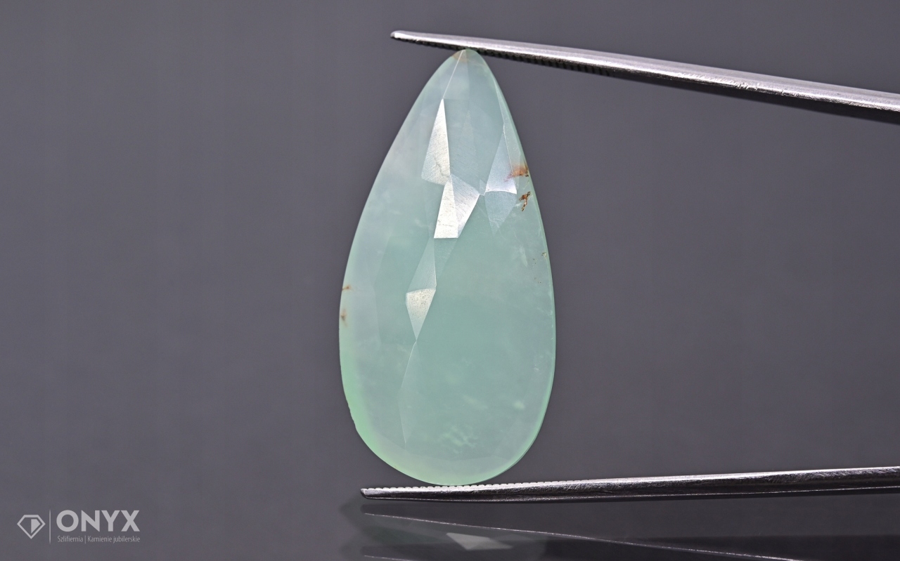 Chrysopraz fasetovaná rozeta slza 30x15 mm