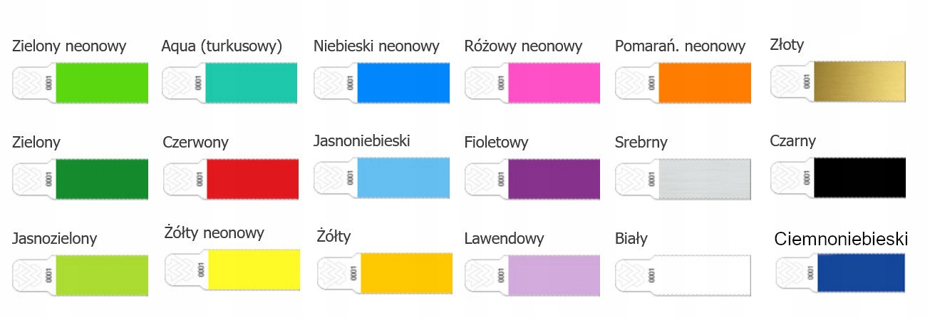 TYVEK Discoteka Party Bands 19 mm 100pcs Długość 1 cm