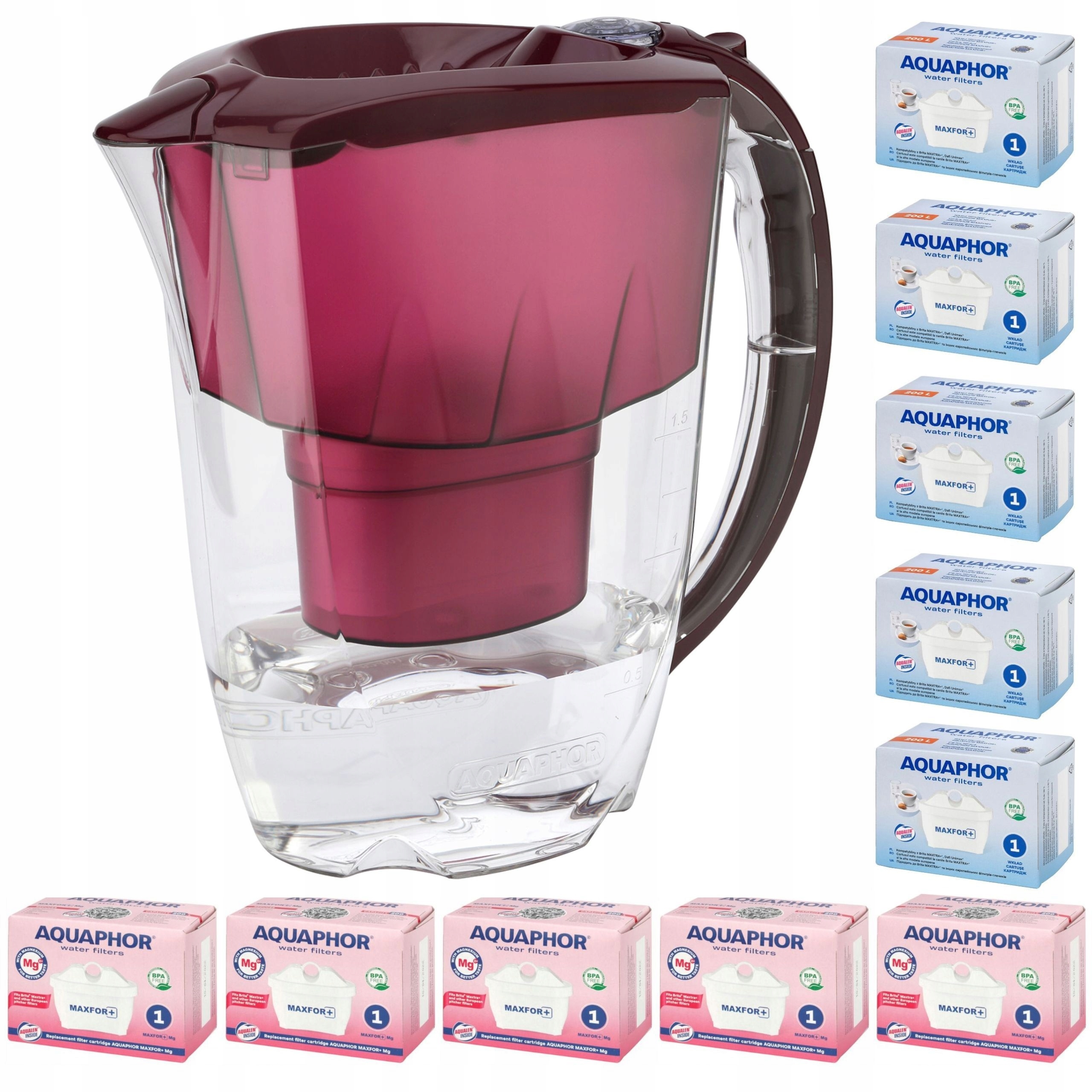 Filtrační konvice Aquaphor Amethyst 2,8 l 10 náplní, třešňová
