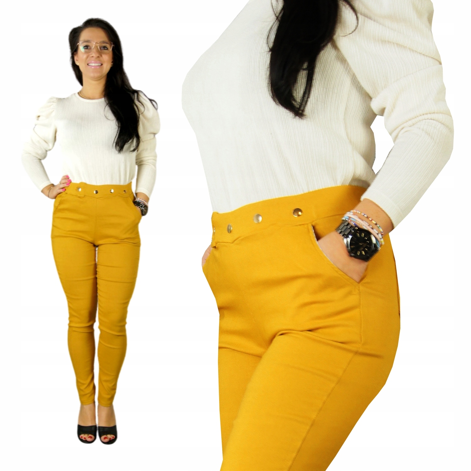 

Spodnie z Wysokim Stanem jeans Modelujące 584 L/XL