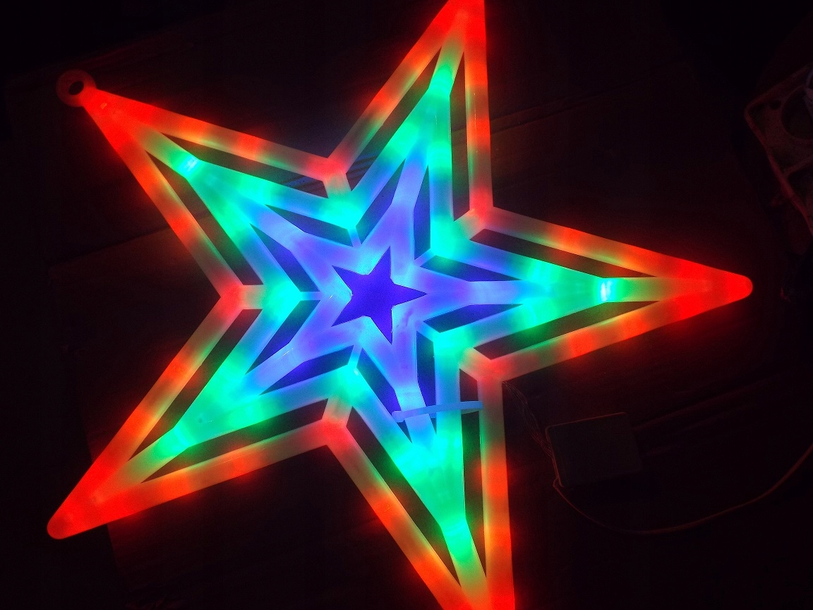 OZDOBA 53CM GWIAZDA LED ŚWIECĄCA KOLOROWA Z PROGRAMATOREM AKRYLOWA WITRAŻ Liczba lampek 51 - 100