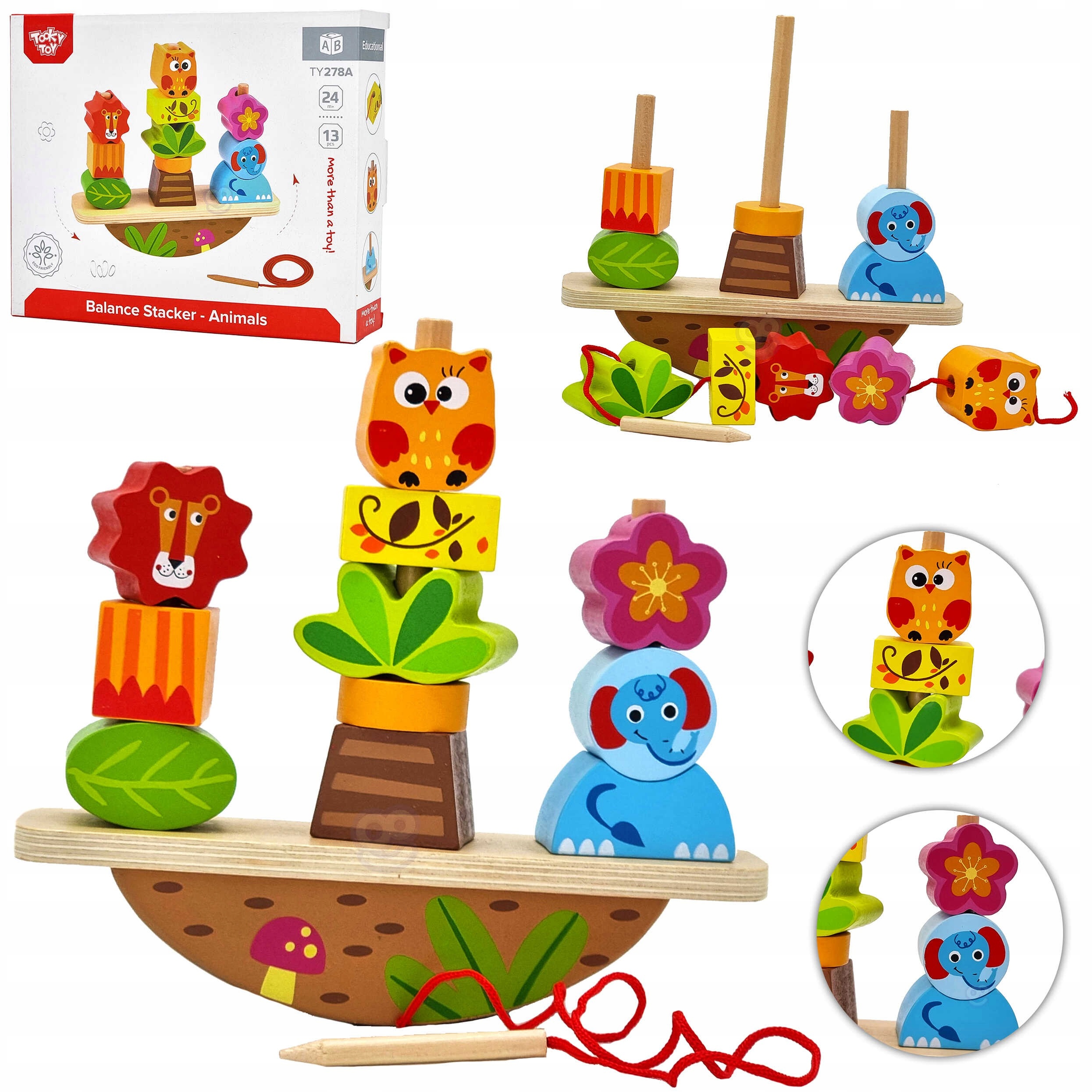 

Klocki Do Nawlekania Układanka Tooky Toy 13 el.